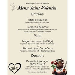 Menu Saint Valentin - Dimanche 15/02/26