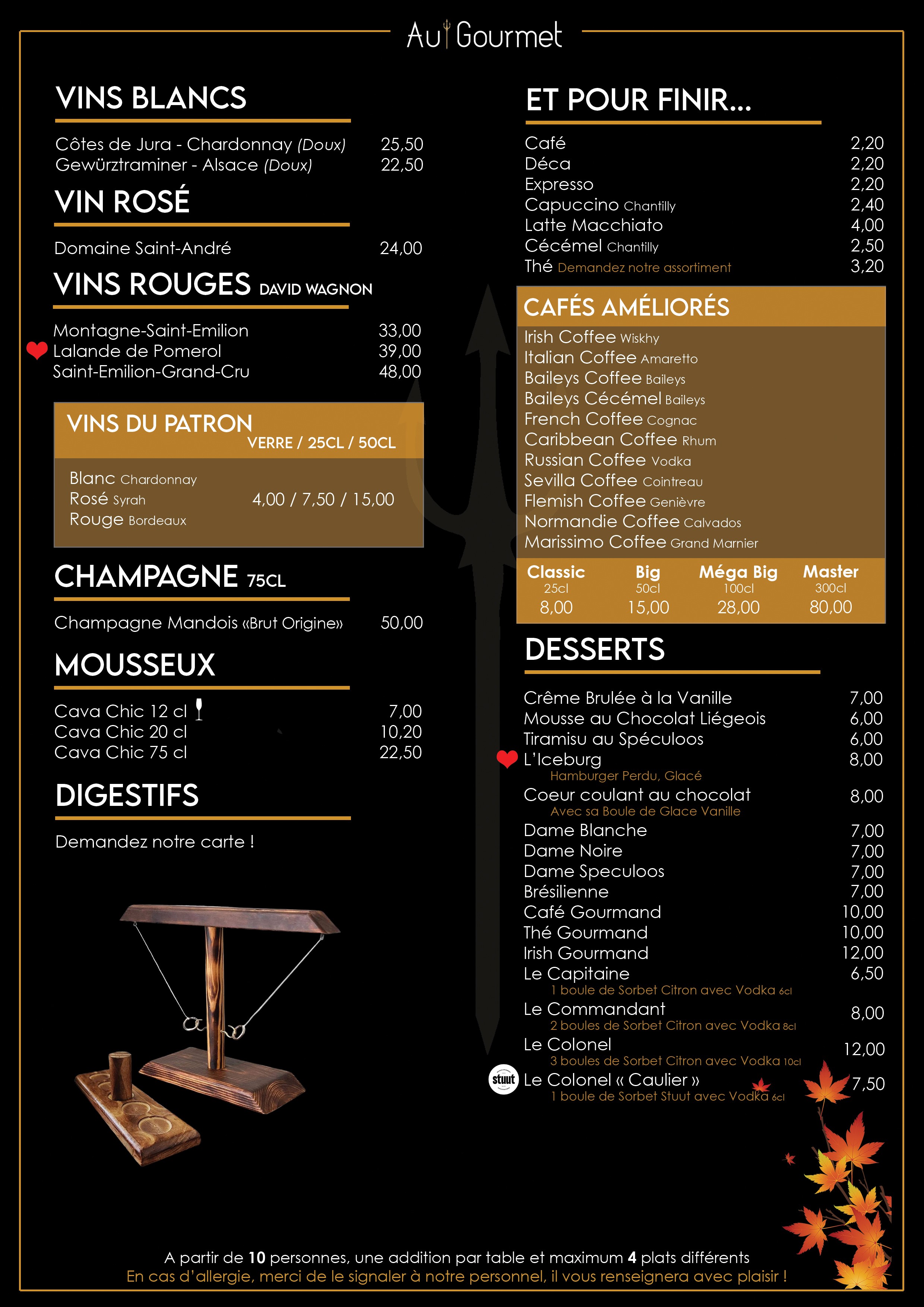 Les vins & desserts